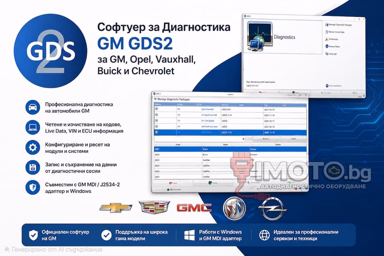 OP-COM 2020 USB V2 за Opel - Софтуер за Диагностика GM GDS2 за GM, Opel, Vauxhall, Buick и Chevrolet
