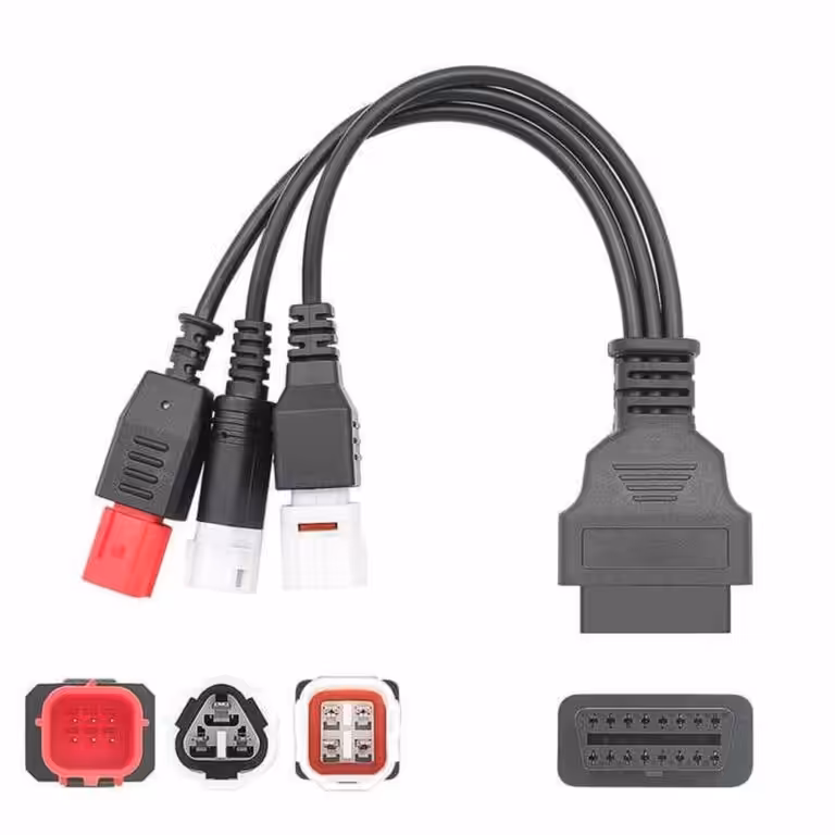 Комбиниран OBD2 Кабел за Yamaha и Honda Мотоциклети... - Комбиниран OBD2 Кабел за Yamaha и Honda Мотоциклети - 3-пинов, 4-пинов и 6-пинов